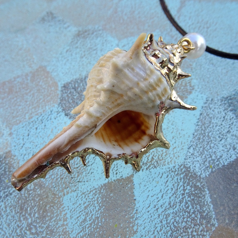 Longo Boho Beach Gold Dipped Shell Charm Necklace